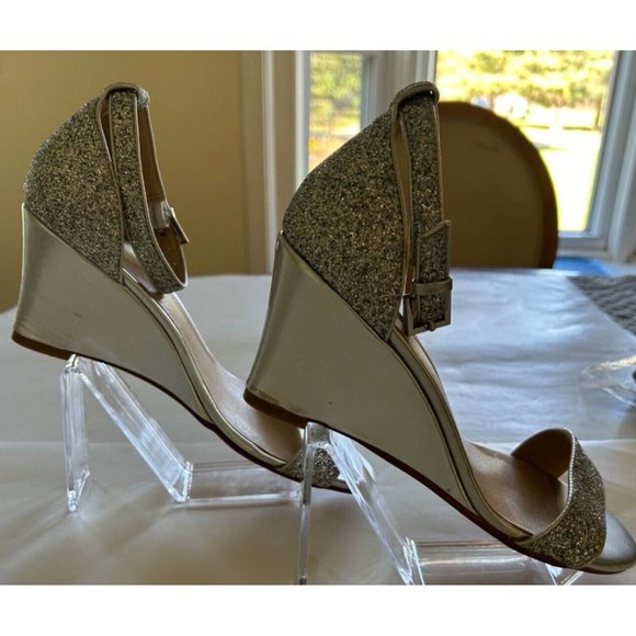 Women's Didifu Silver Sparkle Wedge Shoes Ankle Strap Size 8.5 - Picture 2 of 6